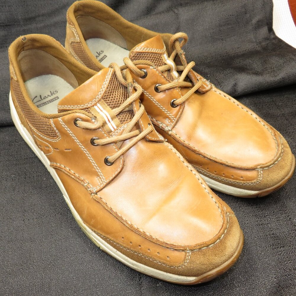 Clarks 14885 Oxfords Lace up Moc Toe Leather Uppers Mens 12 2016